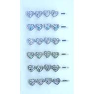 HORQUILLA ORO VIEJO / PLATA VIEJA FILA CORAZONES STRASS COLORES