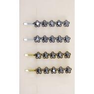 HORQUILLA ORO VIEJO / PLATA VIEJA 5 FLORES LABRADAS CON HEMATITE