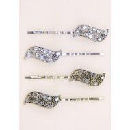 HORQUILLA ORO VIEJO / PLATA VIEJA ONDA LABRADA FLORES Y STRASS