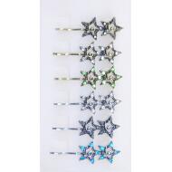HORQUILLA ORO VIEJO / PLATA VIEJA 2 ESTRELLAS STRASS COLORES PASTEL