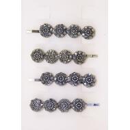 HORQUILLA ORO VIEJO / PLATA VIEJA 4 CIRCULOS STRASS HEMATITE