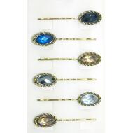HORQUILLA ORO ANTIGUO OVALO STRASS METAL LABRADO