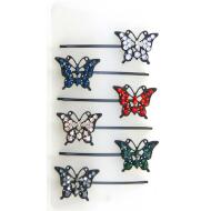 HORQUILLA NEGRO MATE MARIPOSA STRASS COLORES INVIERNO