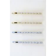 HORQUILLA ORO / PLATA FILA PERLAS CON STRASS ALTERNO