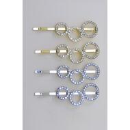 HORQUILLA ORO / PLATA 3 CIRCULOS HUECOS CRISTAL
