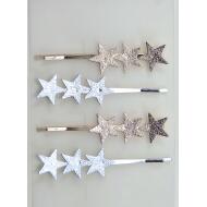 HORQUILLA ORO / PLATA SILUETA 3 ESTRELLAS MARTILLEADAS