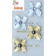 HORQUILLA ORO Y PLATA FLOR MATE 1 STRASS