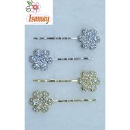 HORQUILLA ORO Y PLATA FLOR STRASS CRISTAL
