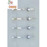 HORQUILLA PLATA / ORO ONDA STRASS CRISTAL 1 STRASS GRANDE CENTRAL
