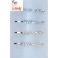 HORQUILLA PLATA/ORO ONDA STRASS PERLAS FORMA LAGRIMA