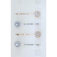 HORQUILLA ORO / PLATA FLOR PICOS CRISTAL