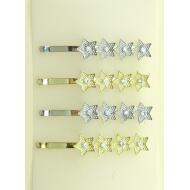 HORQUILLAS 6 CM ORO / PLATA FILA ESTRELLAS CRISTAL