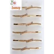 HORQUILLA ORO ROSA 2 FILAS MICROPERLAS TONOS TOSTADOS