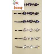 HORQUILLA RHODIO / PLATA ONDA 3 STRASS GRANDE