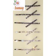 HORQUILLA RHODIO CRUZ DE STRASS BLANCO Y GRIS
