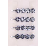 HORQUILLA PLATA VIEJA 4 CIRCULOS LABRADOS STRASS 2 TONOS