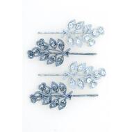 HORQUILLA PLATA / RHODIO RAMA CRISTAL / HEMATITE