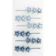 HORQUILLA PLATA / RHODIO 3 FLORES STRASS