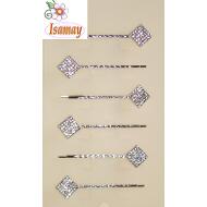 HORQUILLA PLATEADA ROMBO STRASS CRISTAL
