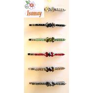 HORQUILLA RHODIO FILA STRASS CON ROMBO CENTRAL COLOR