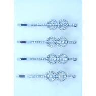HORQUILLA PLATEADA LARGA FILA STRASS BUCLE
