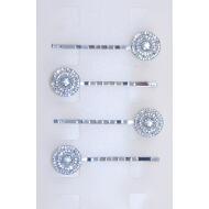 HORQUILLA PLATEADA CIRCULOS CONCENTRICOS STRASS CRISTAL
