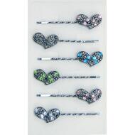 HORQUILLA GIRADA PLATA VIEJA CORAZON STRASS COLORES