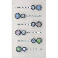 HORQUILLA PLATA VIEJA CIRCULO STRASS OPAL Y CIRCULO CRISTAL