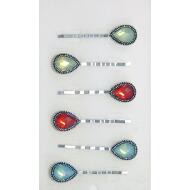 HORQUILLA PLATA VIEJA LAGRIMA LABRADA CRISTAL OPAL COLORES