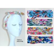 TURBANTE NIÑA LAZO FLEXIBLE ESTAMPADO FLORES GRANDES
