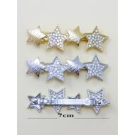 PASADOR ORO / PLATA 4 ESTRELLAS STRAS RAYADAS Y CRISTAL