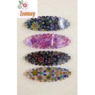 PASADOR OVAL ONDAS ACETATO ESTAMPADO FLORES