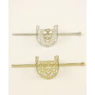 PASADOR CURVO METAL ORO VIEJO / PLATA VIEJA LABRADO