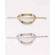 PASADOR ORO / PLATA OVAL HUECO CON PINCHO