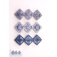 PASADOR PLATA VIEJA 3 CUADRADOS LABRADOS STRASS 3 TONOS