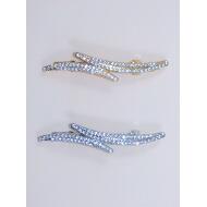 PASADOR ORO / PLATA 2 LINEAS CURVAS STRASS CRISTAL