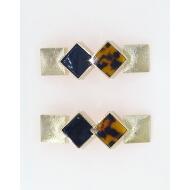 PASADOR METAL DORADO CUADRADOS Y ROMBOS CAREY / NEGRO