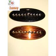 PASADOR GRANDE MARRON Y NEGRO OVAL TACHAS