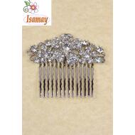 PEINETA PLATA FLORES STRASS CRISTAL