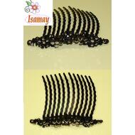 PEINETA NEGRO MATE GUIRNALDA FLORES HEMATITE