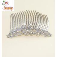 PEINETA PLATA GRANDE ROSAS LABRADAS CRISTAL