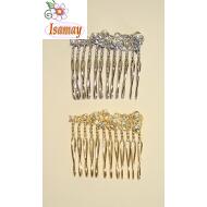 PEINETA ORO/PLATA ROSAS LABRADAS CON PERLAS