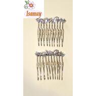 PEINETA PLATA RAMAS 3 FLORES CRISTAL