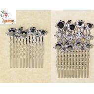 PEINETA PLATA RAMAS 2 FLORES CRISTAL