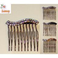PEINETA PLATA VIEJA ONDA DOBLE STRASS DEGRADE COLORES