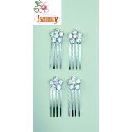 PEINECILLO PLATA FLOR GRANDE STRASS CRISTAL AB