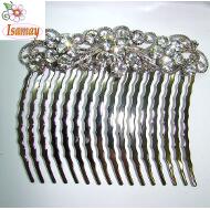 PEINETA 10CM PLATA PIEDRAS BLANCAS 3 FLORES GRANDES