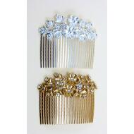 PEINETA ORO MATE / PLATA MATE FLORES Y STRASS CRISTAL