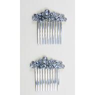 PEINETA PLATA PEQUEÑA BOUQUET FLORES CRISTAL