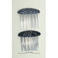 PEINETA PLATA VIEJA OVAL STRASS NEGRA / MONTANA / CRISTAL